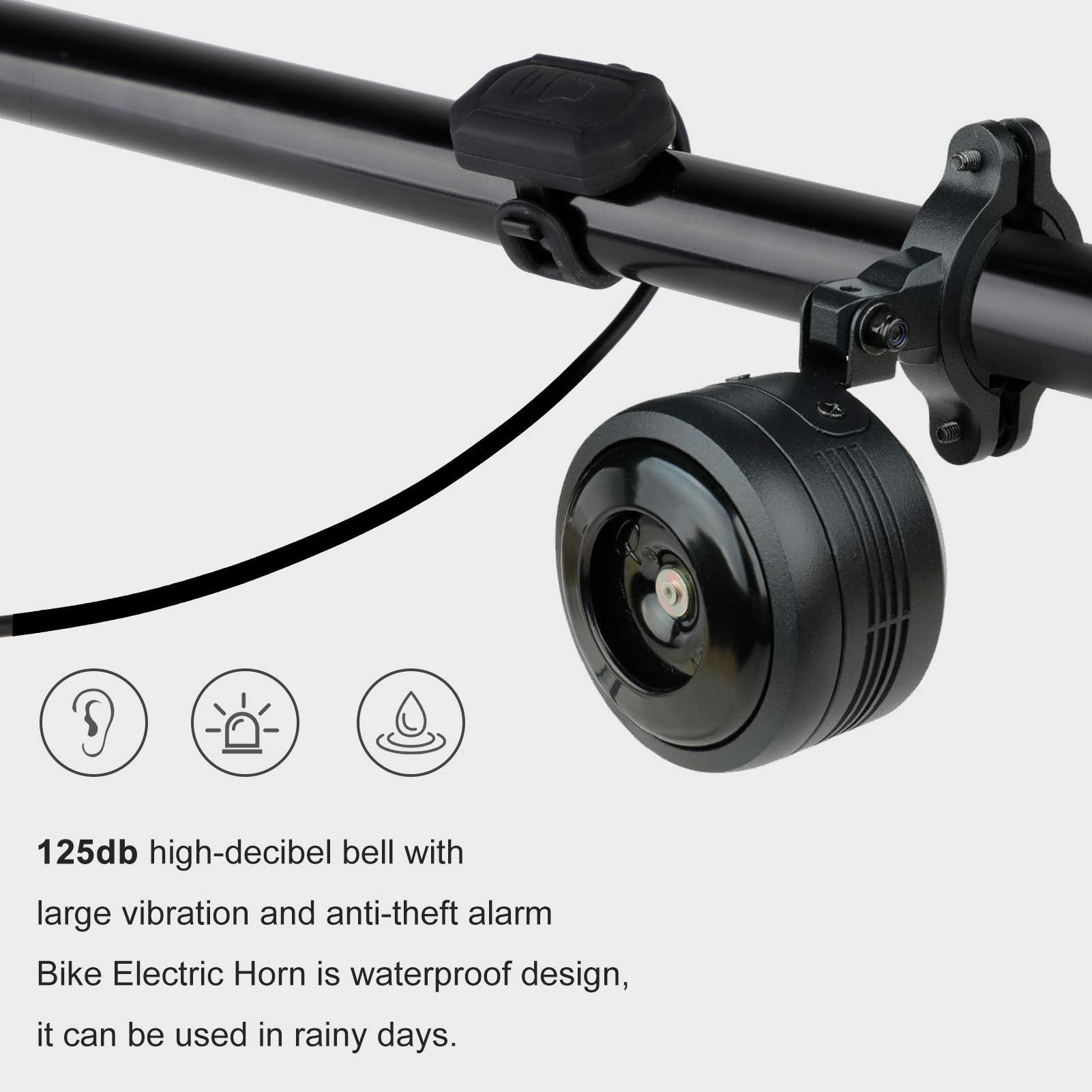 Bicycle Bell Electric Horn with Alarm for e-bike, MTB, Road Bikes, Scooters